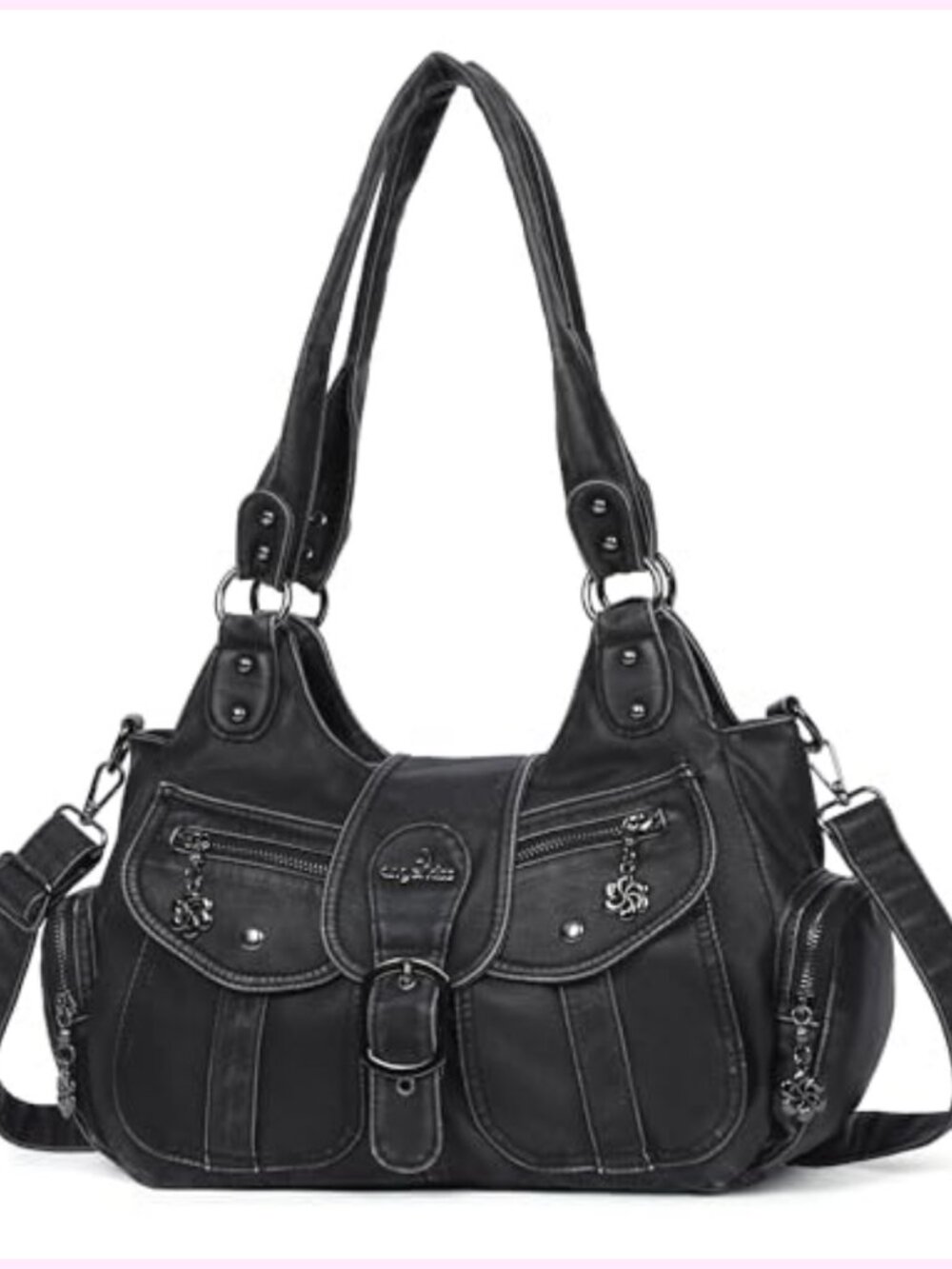 Vegan Leather Hobo Shoulder Bag Tote Purse with Crossbody Strap